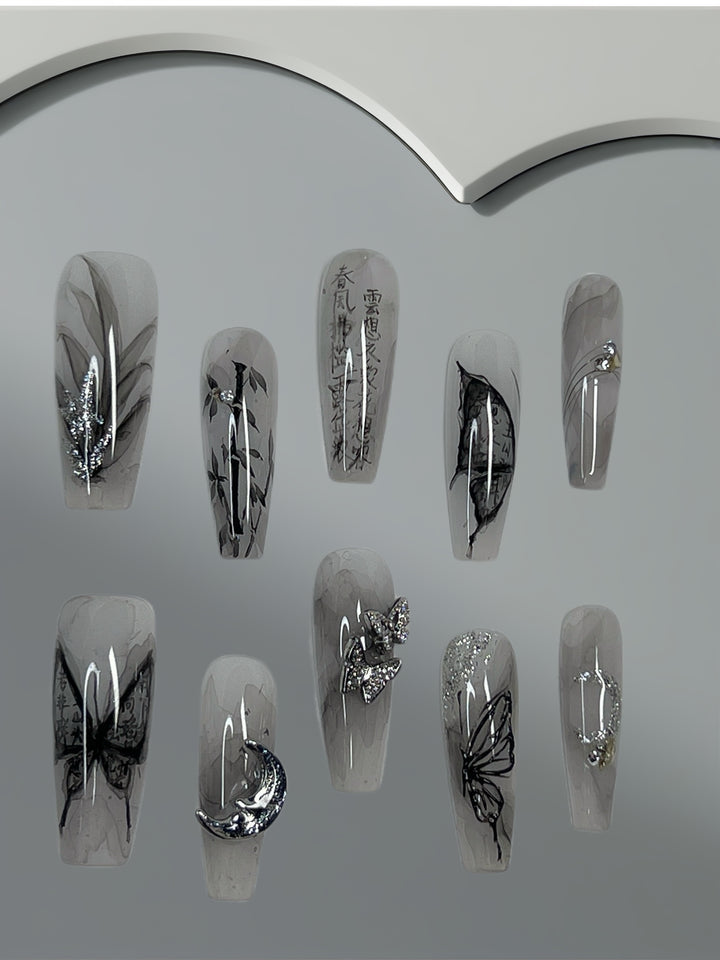 Inked Moon Press-On Nails – Celestial Nail Stickers by Fairy Nails