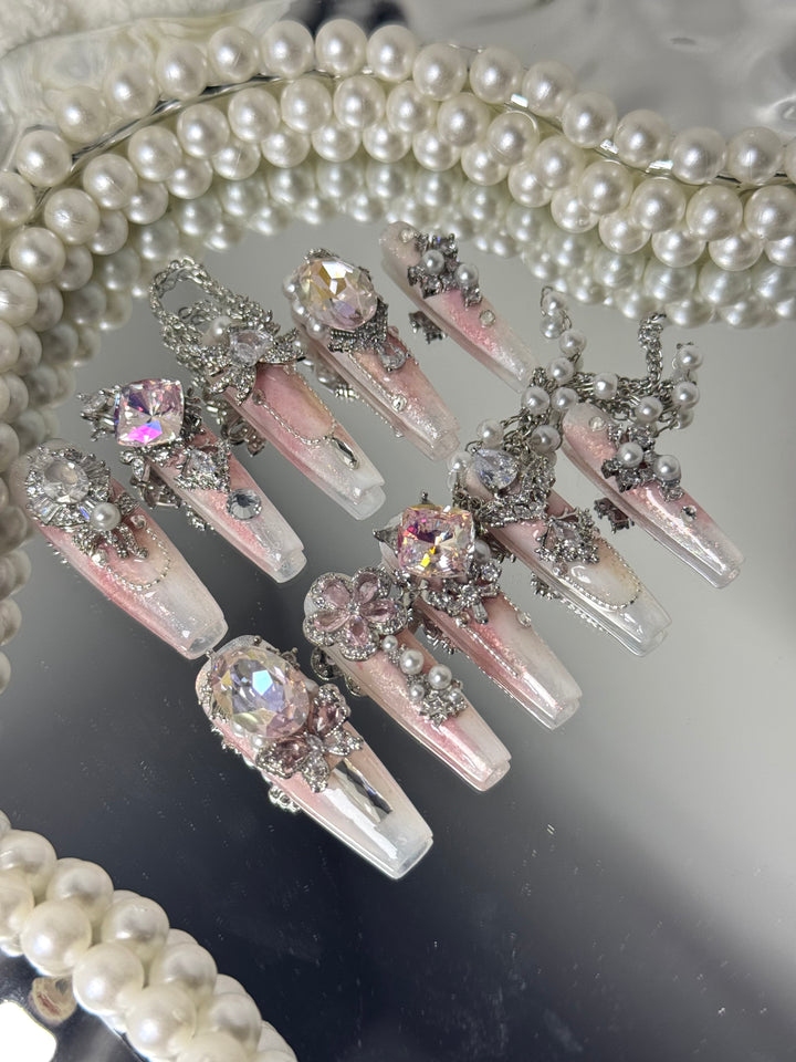 Pink Aurora Press-On Nails – Dreamy Nail Stickers by Fairy Nails