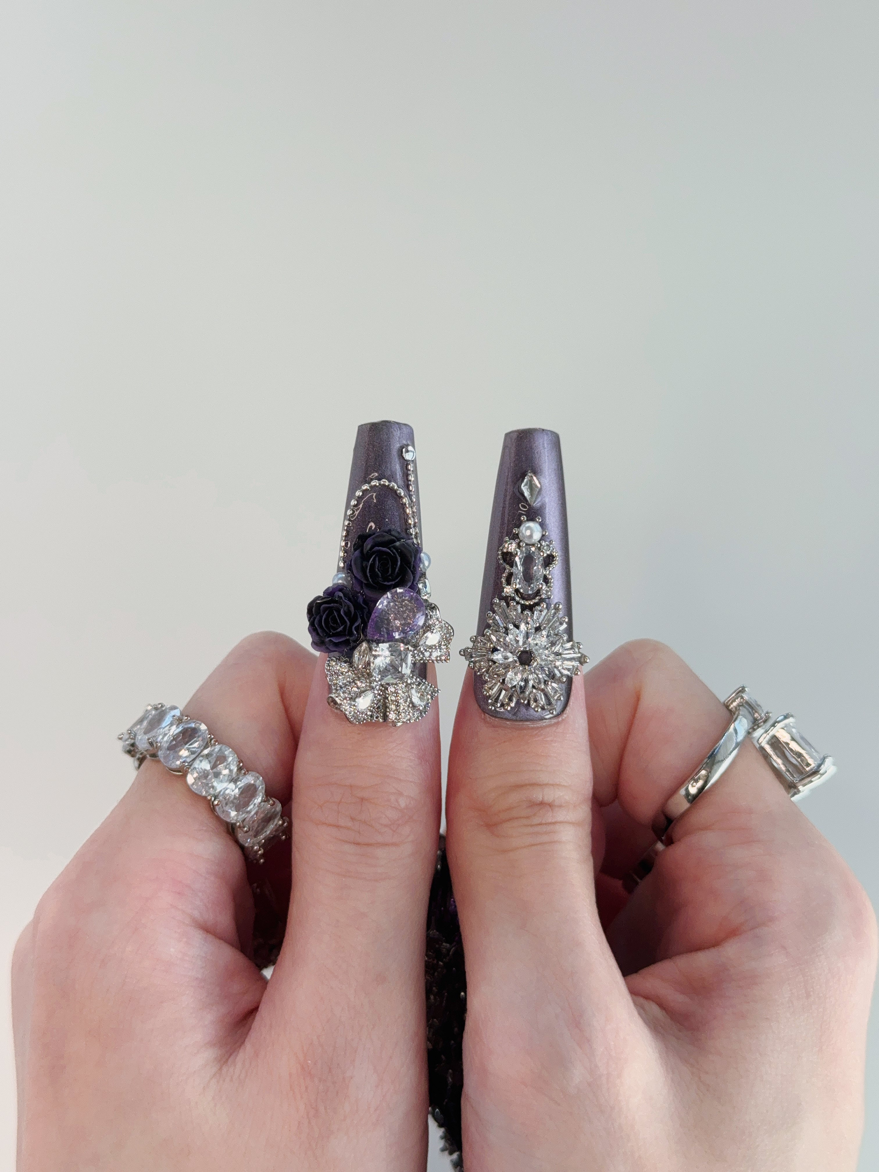 Close-up of Purple Reign Press-On Nails – High-Quality Elegant Design
