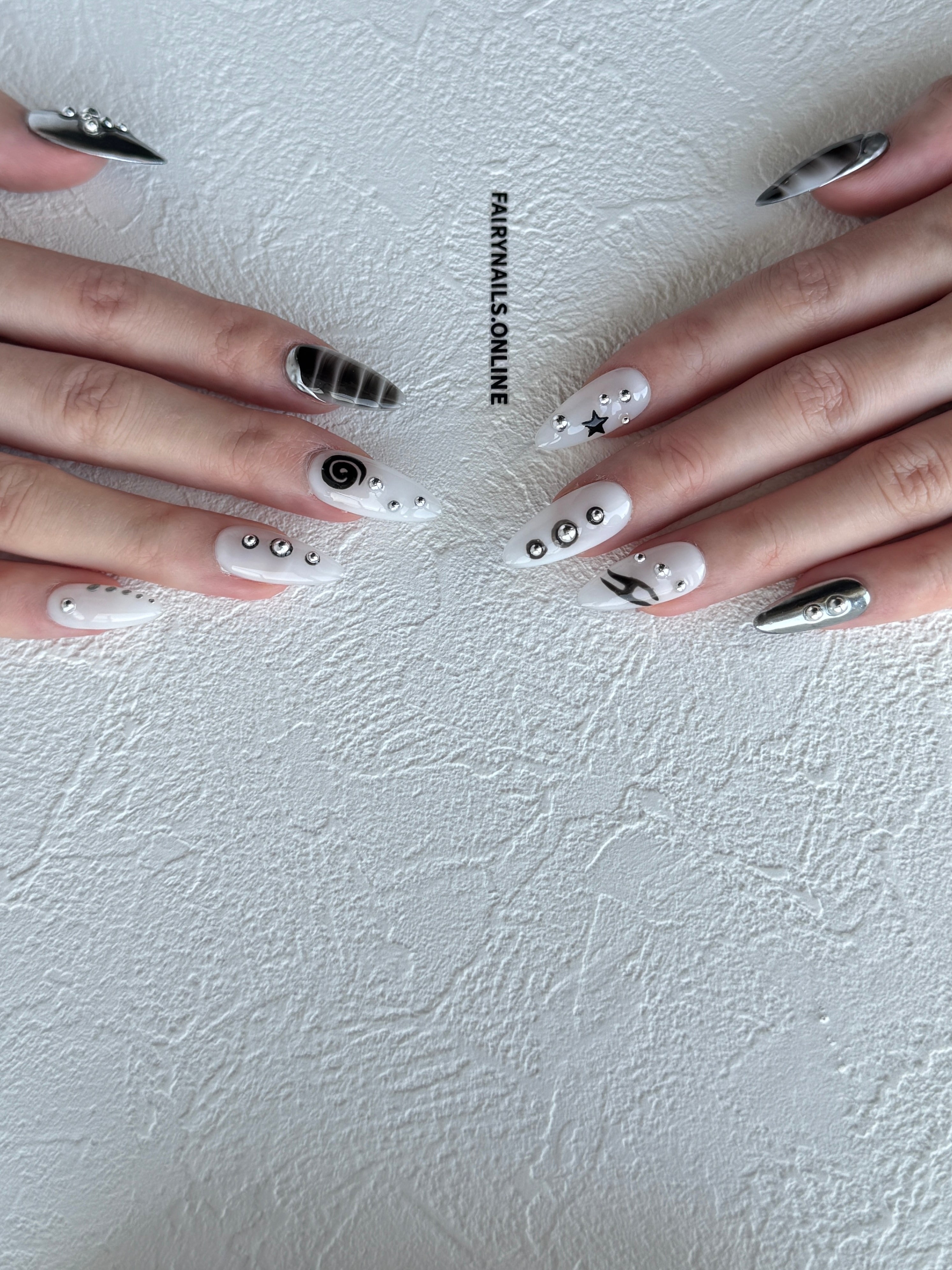 Futuristic minimalist nails by FairyNails