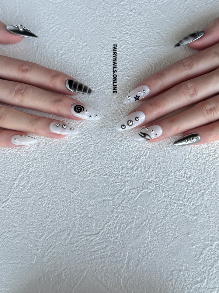 Futuristic minimalist nails by FairyNails