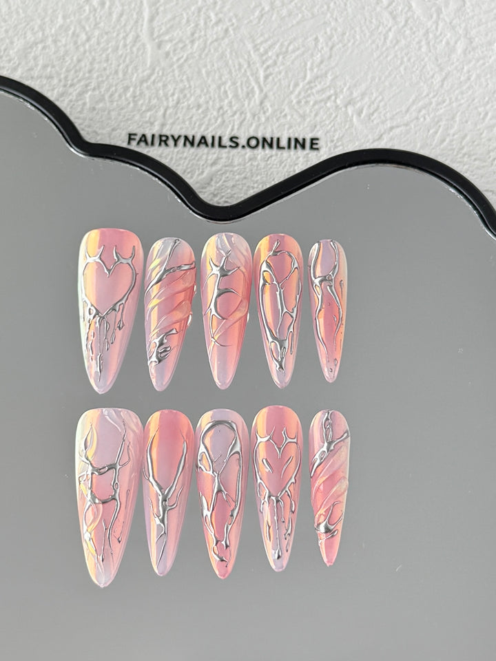 Pink NOVA Press-On Nails – Soft pink shimmer set