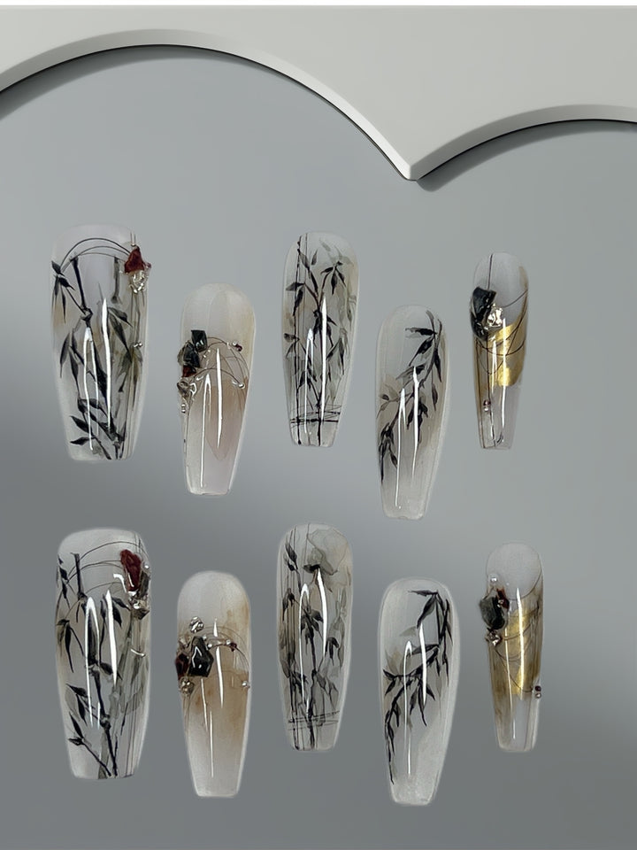 Ink Whisper Press-On Nails – Artistic Nail Stickers by Fairy Nails
